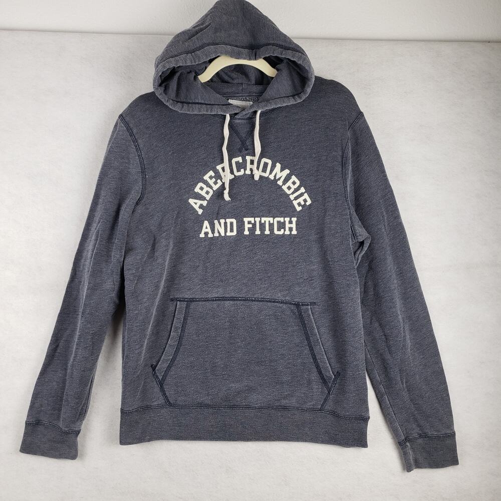 Y2K Abercrombie & Fitch Size M Distressed Hoodie Sweatshirt Gray Classic Preppy